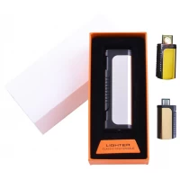 USB зажигалка в подарочной упаковке Lighter (Спираль накаливания) №HL-35 Silver
