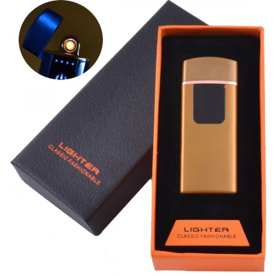 USB зажигалка в подарочной коробке LIGHTER (Спираль накаливания) HL-132 Gold