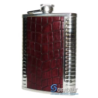 Фляга из пищевой нержавеющей стали обтянута кожей GDA9-6
