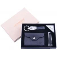 Подарочный набор-брелок/кусачки/визитница(кожа) №3043