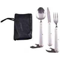 Туристический набор 3в1 Ложка, Вилка, Нож №8003 (серый)