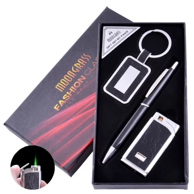 Подарочный набор брелок, ручка, зажигалка (Турбо пламя) №AL-607