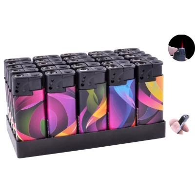 Зажигалка пластиковая с фонарем Абстракция (турбо пламя) №1309-5 Зажигалка пластиковая с фонарем Абстракция (турбо пламя) №1309-5