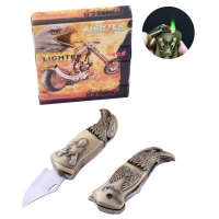 Зажигалка газовая с ножом Орел (Турбо пламя) XT-4977 Gold