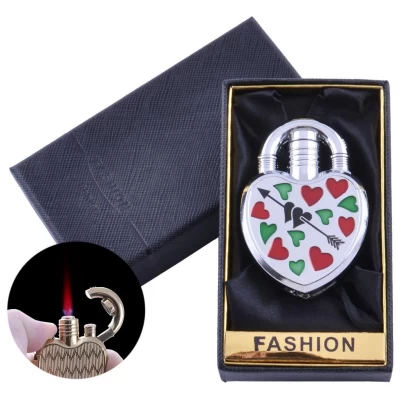 Зажигалка в подарочной коробке Замочек от Сердца (Турбо пламя) №XT-1 Silver