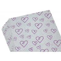 Фоамиран с глиттером  2мм, 10 листов, принт сердечки  фиолет  с серебром Серый Unison (10516)