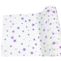 Бумага тишью  30г, 50см х 14м белая с сереневыми звездами Белый Unison (PQD5014-22)