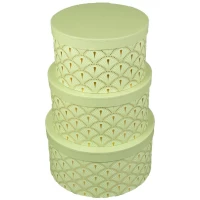 Коробка подарочная круглая в наборе  3шт (24,5 x 12,5cm/22 x 12cm/19,5 x 11,5cm) Зеленый Unison (W5967)