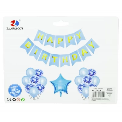 Набор шаров с растяжкой Happy birthday и звезды, голубой Голубой Unison (10126) Набор шаров с растяжкой Happy birthday и звезды, голубой Голубой Unison (10126)