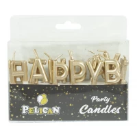 Набор свечей для торта HAPPY BIRTHDAY, ЗОЛОТО Золотой Pelican (868501)