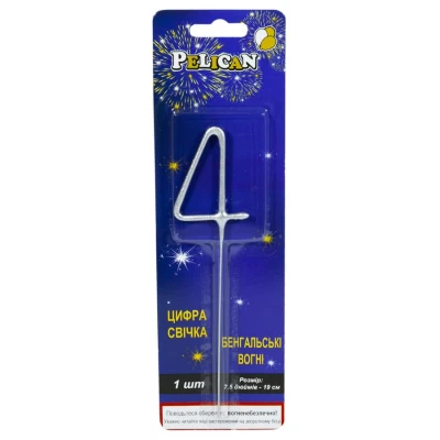 Свеча цифра бенгальская Pelican, 