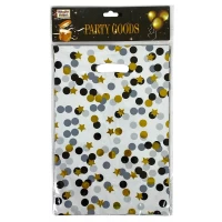 Пакеты подарочные полиэтиленовые 17 х 25см, 400мкм фольга, 10шт (10096-10720 gold and silv)