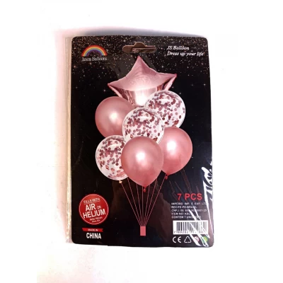 Набор из 7 шариков, РОЗОВОЕ ЗОЛОТО звезда Розовый Unison (836825-1gold  pink)