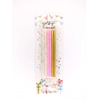 Свеча с блеском, 13см, розовые, белые, золотые, 6шт/уп Разноцветный Unison (800240 pink  white gold)