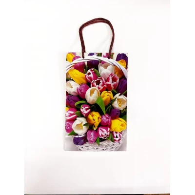 Пакет подарочный 130гр, 17 х 26 х 8см (12шт/уп) Разноцветный Unison (PVM172608W тюльпан)