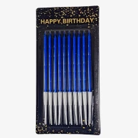 Набор свечей для торта 10 шт, синий, 14 см Синий Без бренда (040557/9331  blue)