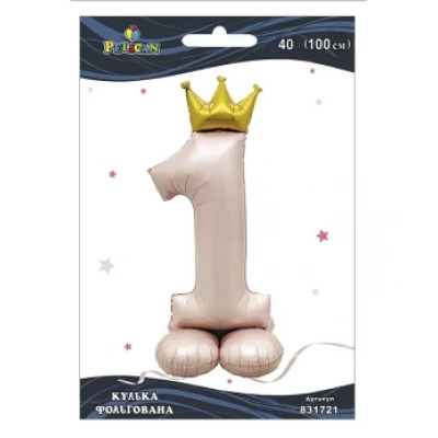 Шарик фольгированный цифра с короной на подставке Шарик фольгированный цифра с короной на подставке