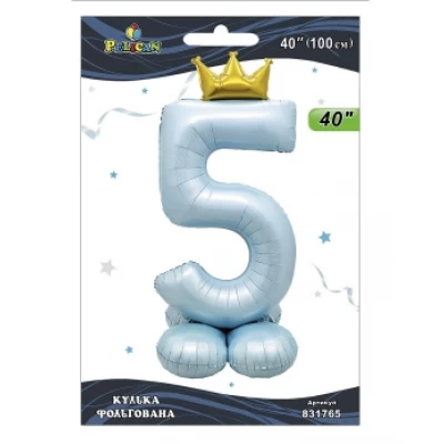 Шарик фольгированный цифра с короной на подставке Шарик фольгированный цифра с короной на подставке