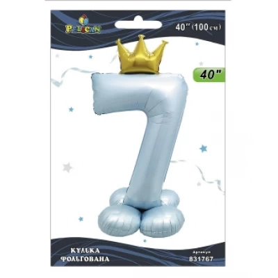 Шарик фольгированный цифра с короной на подставке Шарик фольгированный цифра с короной на подставке