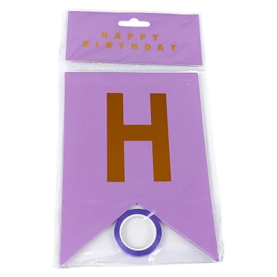 Гирлянда флажки HAPPY BIRTHDAY 12 х 17см (HB-1098 lilac)