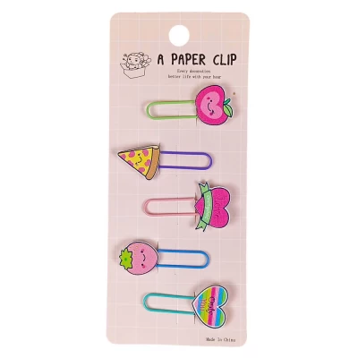 Закладки-скрепки с деревянным декором 5шт 