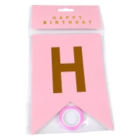 Гирлянда флажки HAPPY BIRTHDAY 12 х 17см (HB-1098 pink)