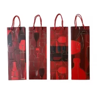 Пакет подарочный под бутылку, фольгированный, 4 дизайна, 210g, 12 x 35 x 10см (3172)