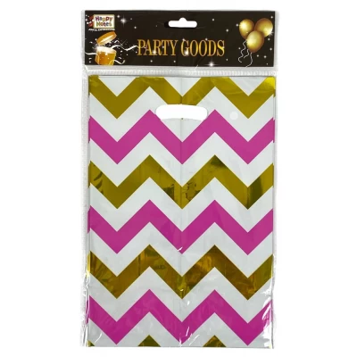 Пакеты подарочные полиэтиленовые 17 х 25см, 400мкм фольга, 10шт (10719 pink)