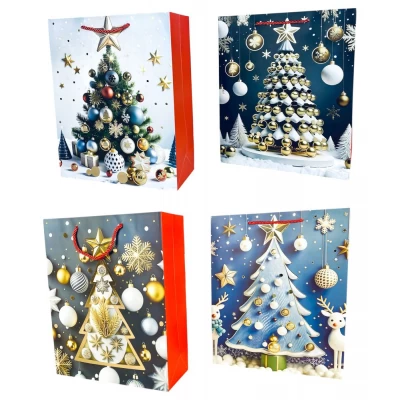 Пакет подарочный новогодний , 26 х 32 х 12cm 4 дизайна (Y2113M)