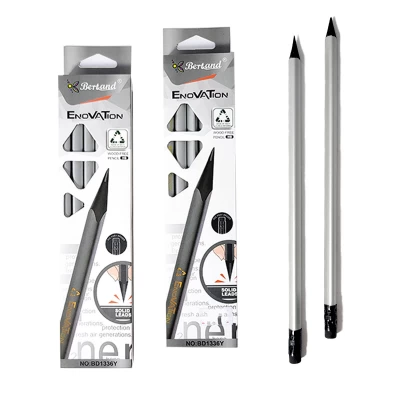 Карандаши чернографитные, HB, треугольные пластиковые, серебряные Серебряный Без бренда (BD1336Y silver)