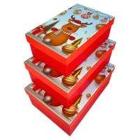 Подарочная новогодняя коробка 23 х 16 х 9,5см, 3шт/наб (1037Y-007L)