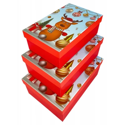 Подарочная новогодняя коробка 23 х 16 х 9,5см, 3шт/наб (1037Y-007L)