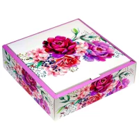 Подарочная коробка раскладная, 20 х 20 х 7см, 350гр  Цветы (H809-2S)