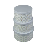 Коробка подарочная круглая в наборе  3шт (24,5 x 12,5cm/22 x 12cm/19,5 x 11,5cm) Серый Unison (W5969)