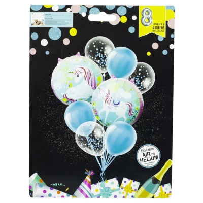 Набор шариков микс с единорогом, 8шт Голубой Без бренда (10122) Набор шариков микс с единорогом, 8шт Голубой Без бренда (10122)