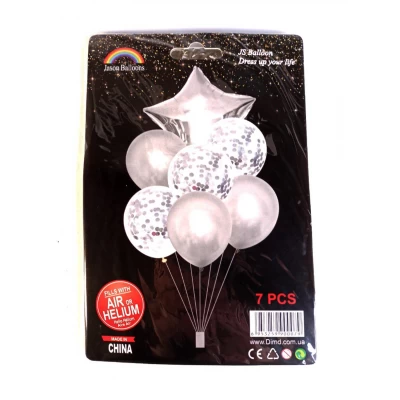 Набор из 7 шариков, СЕРЕБРО звезда Разноцветный Pelican (836826)