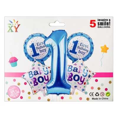 Набор из 5 шариков, 1 ГОД для МАЛЬЧИКА Синий Pelican (836937) Набор из 5 шариков, 1 ГОД для МАЛЬЧИКА Синий Pelican (836937)