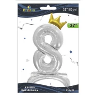 Шарик фольгированный цифра с короной на подставке Шарик фольгированный цифра с короной на подставке