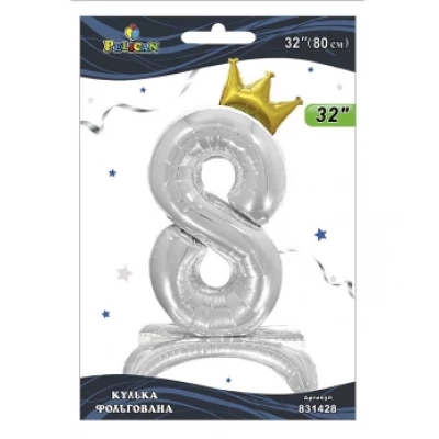 Шарик фольгированный цифра с короной на подставке Шарик фольгированный цифра с короной на подставке