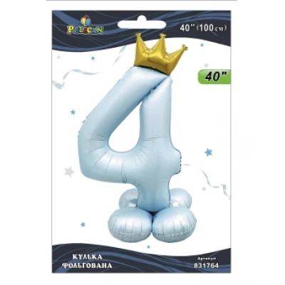 Шарик фольгированный цифра с короной на подставке Шарик фольгированный цифра с короной на подставке