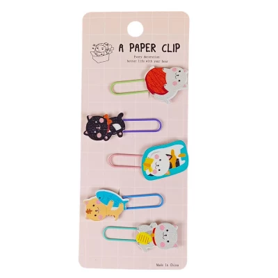 Закладки-скрепки с деревянным декором 5шт 