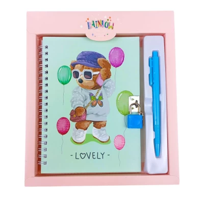 Блокнот с замком металлическим 13 х 18см + ручка шариковая 