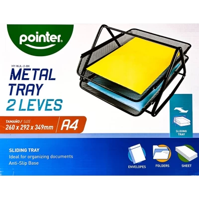 Лоток 2-й горизонтальный металлический, черная сетка Черный Без бренда (JS-2001)