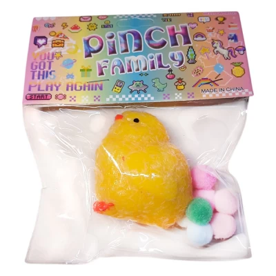 Игрушка-антистерес 6см Сквиши Таба Цыпленок желтый меховой (713005  yellow)