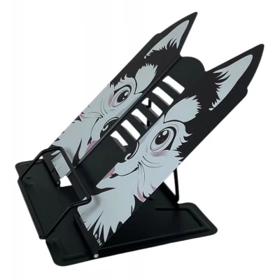 Подставка для книг металлическая фигурная 23 х 21см, Песик черный (320D)