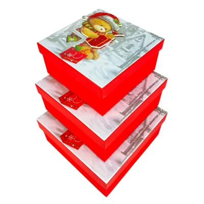 Подарочная новогодняя коробка 28 х 28 х 11см, 3шт/наб (XMS-5L)