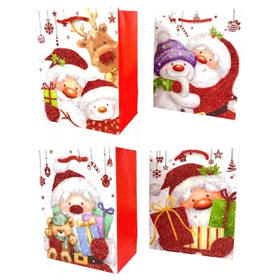 Пакет подарочный новогодний , 18 х 23 х 10cm 4 дизайна (848S)