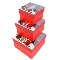 Подарочная новогодняя коробка 13 х 13 х 8см, 3шт/наб (3567L)