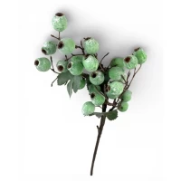 Ветка декоративная с ягодами, 60см зеленые с припыленным эффектом (с30519)