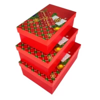 Подарочная новогодняя коробка 23 х 16 х 9,5см, 3шт/наб (1037Y-006L(3569L))